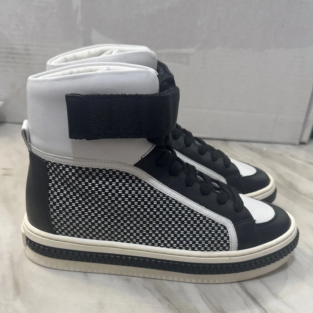 Sergio Rossi Black and White High-Top Sneakers size 35